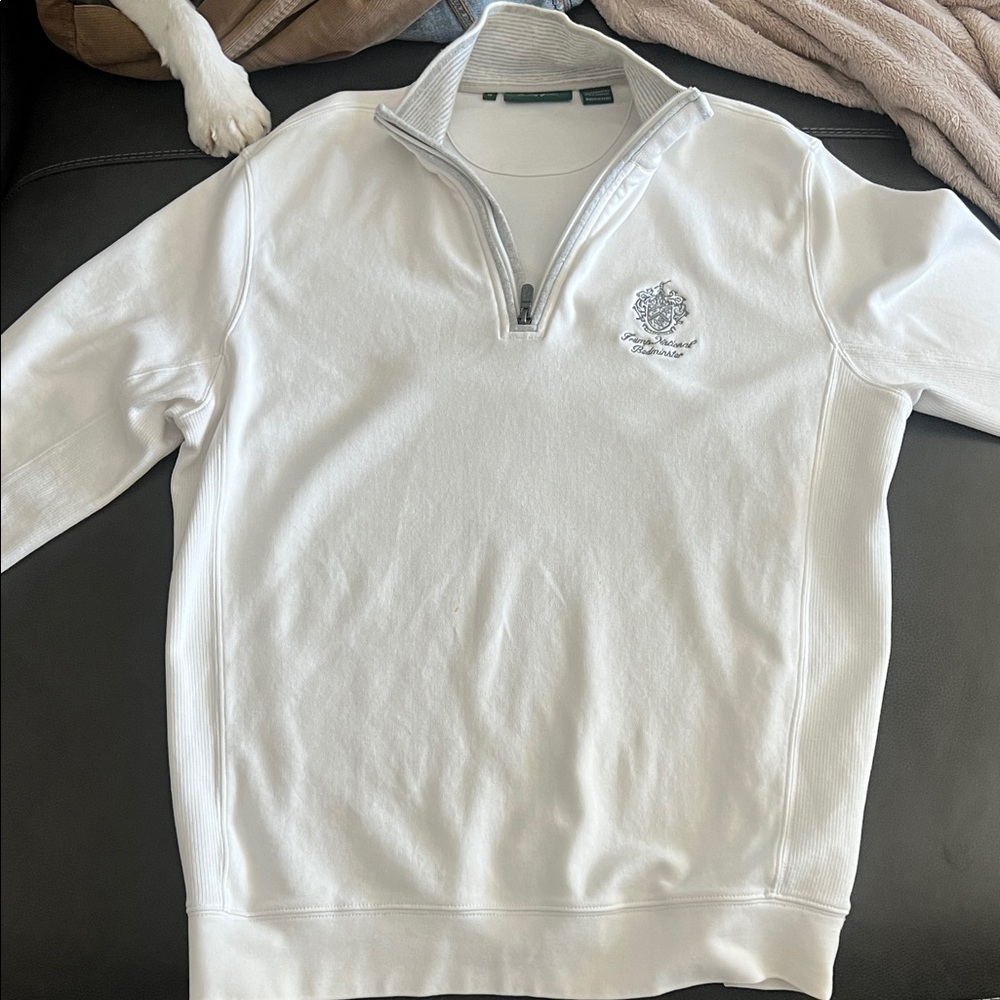Trump National Bobby Jones White Quarter-Zip Sweater with Crest